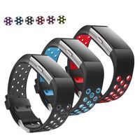 Jobese Replacement Bands Compatible with Fitbit Charge 2, 3-Pack Soft Breathable Silicone Sport Accessories Wristbands with Air Holes, Women Men