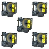 SuperInk 5PK Replacement Industrial Rhino Heat Shrink Tubes Compatible for Dymo 18054 Black on Yellow Cable Label Tape (9mmx1.5m,3/8''x5ft) use in DYMO Rhino 1000 3000 4200 5000 5200 6000 Label Maker