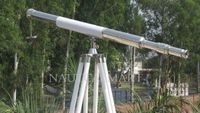 Elite White Leather Designer Floor Standing Telescope with Base