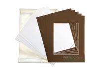 THE DISPLAY GUYS 11x14 Pack of 25 Brown Picture Photo Matting Mat Boards + Backing Boards + Clear Plastic Bags Complete Set