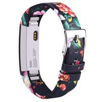AK Bands Compatible with Fitbit Alta HR Bands, Genuine Leather Adjustable Comfortable Wristbands for Fitbit Alta HR/Fitbit Alta (Floral Red)