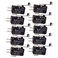 KELJAY 10Pcs V-156-1C25 15A Micro Limit Switch Push Button SPDT Long Hinge Roller Momentary Snap Action Inching Switch Travel Switch