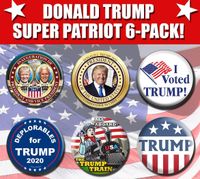 Donald Trump Super Patriot 6-pack - Six of my Most Popular Buttons - Inauguration - Gold Commander in Chief - Deplorables - Trump Train - Captain America - I Voted Trump - Pins - Badges