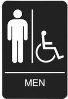 Headline Sign 9003 ADA Wheelchair Accessible Men's Restroom Sign with Tactile Graphic, 6 Inches by 9 Inches, Black/White
