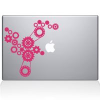 The Decal Guru Steampunk Gears MacBook Decal Vinyl Sticker - 13" MacBook Air - Pink (1184-MAC-13A-BG)