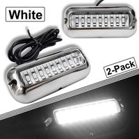 BASIKER 2PCS Boat Underwater Transom Ponton Lights Marine Waterproof Lamps for Driving Swiming Drain Plug Light 27LED 74Lumen/50W (Red/White/Blue/Green)