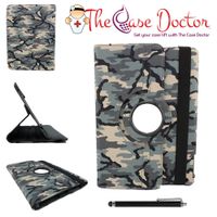 TCD - Apple iPad Air 1 Camouflage Rotating Leather Kickstand Cover Case - Blue