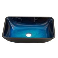 VIGO Rectangular Turquoise Water Glass Vessel Bathroom Sink