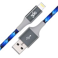360 Electrical 360650-AZ Habitat 4ft Premium Braided Charging Cable with Lightning Connector - MFi Certified for iPhone and iPad - Active-Azure)