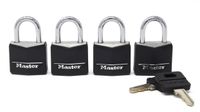 Master Lock 131Q Padlock with Key, 4 Pack, Black