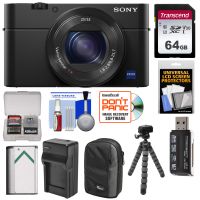 Sony Cyber-Shot DSC-RX100 IV 4K Wi-Fi Digital Camera with 64GB Card + Battery & Charger + Case + Flex Tripod + Kit