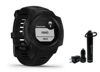 Garmin Instinct Rugged GPS Watch and Wearable4U Ultimate Power Pack Bundle (Tactical Black)