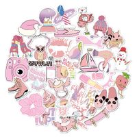 Cute Vsco Stickers for Water Bottles, 35 Pack Waterproof Laptop Stickers Trendy Aesthetic Stickers for Guitar, Laptop, Luggage, Skateboard, Stickers for Kids, Girls (Pink)