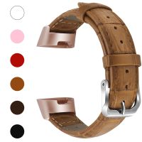 Meikeio Replacement Bands Compatible with Fitbit Charge 3, Classic Genuine Leather Charge 3 Band Fitness Wristband for Women Men Small Large(Light Brown,Small)