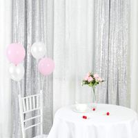 TRLYC 2FT by 8FT Christmas Silver Sequin Curtain Backdrop for Father'Day Wedding Party