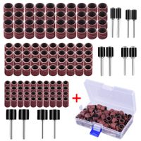 AUSTOR 132 Pieces Sanding Drum Set with Free Box Including 120 Pieces Drum Sander Sanding Sleeves and 12 Pieces Drum Mandrels for Dremel Rotary Tool