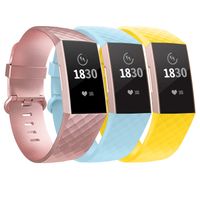 adepoy Compatible with Fitbit Charge 3 Bands for Women Men Large Small, Adjustable Replacement Wristbands for Fitbit Charge 3 and Fitbit Charge 3 SE, 3 Pack, Aqua, CreamYellow, Rosegold, Small