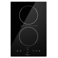 Empava Vertical with 2 Burners in Black 12" Induction Cooktop Electric Stove Vitro Ceramic Smooth Surface Glass 3000 Watts, 120V