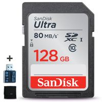 SanDisk 128GB SD Memory Card UHS-I Class 10 80MB/s + Memory Card Reader/Wallet Bundle kit (SanDisk 128GB SD Memory Card)