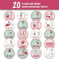 Baby Monthly Stickers - (Set of 20) Baby Milestone Stickers for Girls, Baby Girl Gifts on Every Baby Registry with All 12 Month Stickers, Perfect Baby Shower Gift by BebeTales