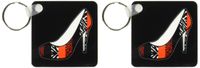 3dRose I Love Shoes - Animal Print High Heel Shoe - Red Cheetah and Zebra - Key Chains, 2.25 x 4.5 inches, set of 2 (kc_57145_1)