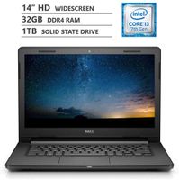 Dell Vostro 14" HD LED-Backlit Widescreen Business Laptop, Intel Core i3-7020U 2.30GHz Processor, 32GB DDR4 RAM, 1TB Solid State Drive, HDMI, VGA, Wireless-AC, Bluetooth 4.2, Windows 10 Pro, Black