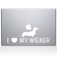 The Decal Guru I Love My Wiener Decal Vinyl Sticker, 13" MacBook Pro (2015 & Older Models), White (1448-MAC-13P-W)
