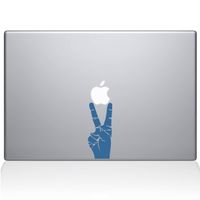 The Decal Guru Peace Sign Hand MacBook Decal Vinyl Sticker - 13" MacBook Pro (2015 & Older) - Light Blue (1147-MAC-13P-LB)