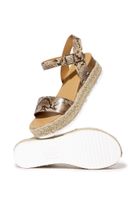 SODA Topic Casual Espadrilles Trim Rubber Sole Flatform Studded Wedge Buckle Ankle Strap Open Toe Sandal (7.5, NAT/Pyth Cl)