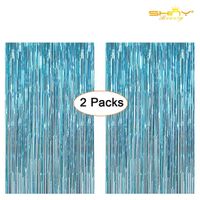 ShinyBeauty 6FTx8FT-Turquoise-Foil Fringe Curtain,Metallic Curtain,Party Fringe Backdrop,Sequin Wedding Backdrops,Fringe Curtain for Tassel Garland,Tinsel Foil (Turquoise)