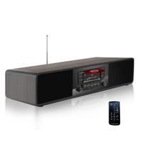 KEiiD Compact CD/MP3 Player Stereo Wooden Desktop Bluetooth Hi-Fi Speaker Portable Boombox Home Audio Component Music Shelf System with FM/AM Radio Digital Tuner Remote Control USB SD AUX,Soundbar