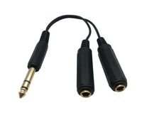 CERRXIAN 1/4" 6.35mm Stereo Plug/Male to Dual 1/4" 6.35mm Jack/Female Splitter Adapter Cable 0.6 Feet (Black)