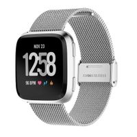 MEFEO Metal Mesh Bands Compatible with Fitbit Versa, Stainless Steel Band Strap with Secure Buckle Wristbands Accessories Replacement for Fitbit Versa/Versa 2/Versa Lite/SE Women Men (Silver)