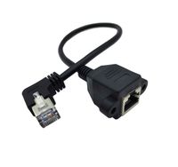 Qaoquda CAT6 Network Extension Cable,90 Degree RJ45 A Male to A Female Screw Panel Mount Extension Cable,Support Ethernet Cat 5e/Cat 6-10 inch (Left)