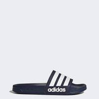 adidas Men's Adilette Shower Slide Sandal, White/Collegiate Navy, 11 M US