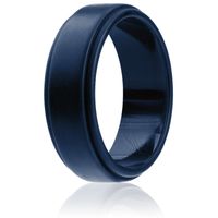 ROQ Silicone Wedding Ring for Men by, Singles Silicone Rubber Band Step Edge - Blue - Size 8