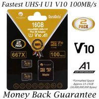 2-Pack 16GB Micro SD Card Plus Adapter. Amplim 16 GB MicroSD Memory Card 100MB/s 667X V10 A1 U1 - Class 10 UHS-I 16G MicroSDHC TF Card for Cell Phones, Fire, Dashcam Camera, GoPro, DJI, Nintendo