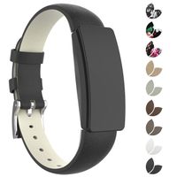 Compatible with Fitbit Inspire HR Bands for Women Men Large Small, Leather Replacement Wristbands for Fitbit Inspire and Inspire HR and Ace 2, Small Black