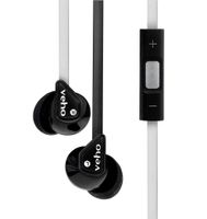 Veho VEP-004-Z2BW 360z2 Noise Isolating Stereo Earphones with Flat Flex Anti Tangle Cord, Inline Control and Microphone - Black/White