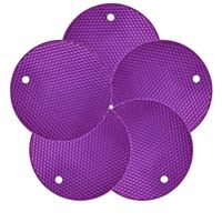 5Pcs Extra Thick Silicone Trivet MAT, HOT Pads Non-Slip Silicone Insulation Mat for Home Use (Purple)