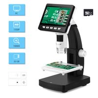 4.3 inch LCD Digital USB Microscope with 32G TF Card,Koolertron 50X-1000X Magnification Zoom Camera Video Recorder,Rechargeable Lithium Battery,HDMI/AV/USB Output,8 Adjustable LED Light Soldering Coin