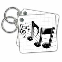 3dRose Music Notes - Key Chains, 2.25 x 4.5 inches, set of 6 (kc_4105_3)