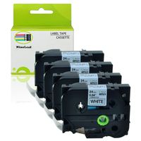 NineLeaf 4 Pack TZe TZ 251 Cassettes TZe251 TZ251 Standard Laminated Self-Adhesive Label Tape Compatible for Brother P-Touch D600 2430PC PT-P750W PT-E550WVP Label Marker - 24mm x 8m Black on White