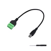 SinLoon USB 2.0 Type-B Male to 90 Degree 5 -Pin Screw Terminal Printer Cable Balun Solderless Converter Adapter Extension Cable (Type-B to 5Pin)