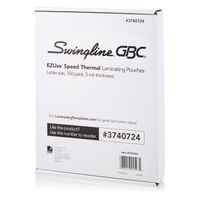 Swingline GBC Thermal Laminating Sheets / Pouches, Letter Size, Speed Pouch, 5 mil, EZUse, 150/Pk, 1 Case of 8 Packs (3740724-CS)