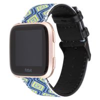 WONMILLE Leather Bands Compatible with Fitbit Versa for Women, Handmade Wristband Replacement for Versa Lite Special Edition Dressy Watch Band Weave Multi Colors (Rural)