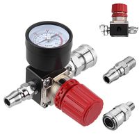 Preciva Air Compressor Pressure Regulator 175 PSI Air Gauge Water Trap for Compressor and Air Tools (four-way value)