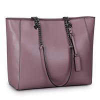 S-ZONE Women Leather Work Tote Bag Shoulder Bag Fit up to 15.6 inch Laptop Upgraded Version 2.0 (purple)