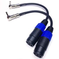 CESS-009 Speakon Female Connector To 1/4 TS Male Right Angle Adapter Patch Speaker Cable 6 Inch - Female Speak-on Jack To 6.35mm TS Plug - 2 Pack