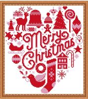 Cross Stitch Stamped Kits Holiday Gift 11CT 15X16 inch Pre-Printed Cross-Stitching Starter Patterns for Beginner Kids or Adults, Embroidery Needlepoint Kits Merry Christmas